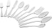 Amazon Basics 65-Piece Stainless Steel Flatware Set with Scalloped Edge, Silver, Service for 12