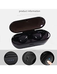 UNM [2018 UPDATED] nuevos auriculares inalámbricos con mini auriculares Bluetooth estéreo, micrófono HD integrado, funda de carga para iPhone, iPad, iOS, Android, todos los dispositivos Bluetooth (negro)