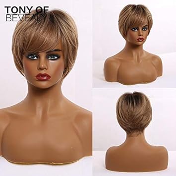 Amazon Co Jp ウィッグ 前髪付きショートストレートブラウン合成ウィッグ女性用耐熱フルウィッグヘアスタイルナチュラルヘアデイリーウィッグss166 4 スポーツ アウトドア