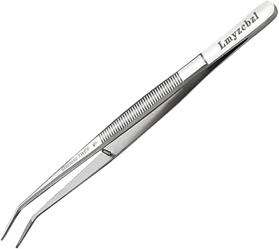 Lmyzcbzl Stainless Steel Tweezers Bent Tip Serrated High Quality