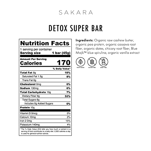 Protein Bar with Blue Spirulina, Vanilla, and Cashews, Vegan Detox Bar