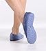Pembrook Fuzzy Soft Coral Fleece Slippers – Light Blue - Medium (7-8) – Ballet Style with Non-Skid Sole – Faux Shearling Lining - Great Plush Slip On House Slippers for Adults, Women, Girls