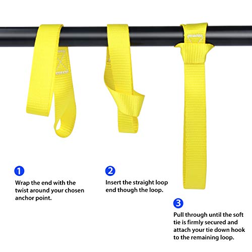 JCHL Soft Loop Tie Down Straps 1800Lbs Load Capacity, Tie Down Loops for Securing ATV UTV Motorcycles Scooters Dirt Bikes Lawn Garden Equipment yellow (8 Pack)