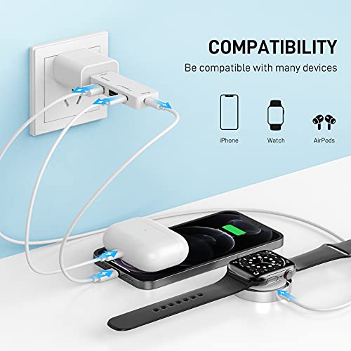 USB C Charger Plug Extender, 3 in 1 USB C Power Adapter Expander Fast Charging Compatible with PD Wall Charger USB C Plug Charger for Apple Watch,iPhone, iPad, AirPods, Macbook (Plug Not Included)