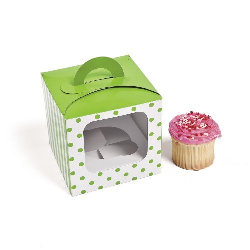 Green Cupcake Boxes Lime Green Polka Dot Cupcake Boxes With Handle