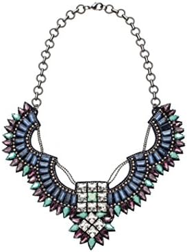 Deepa Gurnani Handmade Majestic Wings Crystal Necklace, Sapphire/gunmetal