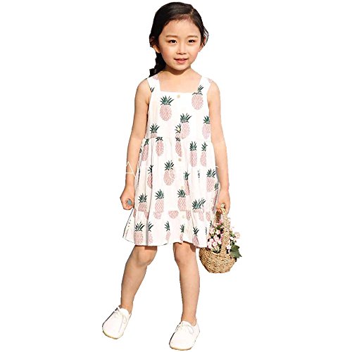 Peony Baby Toddler Girls Dresses Summer Sundress Pineapple Prints Organic 18m-6T (2-3Year(3T), Pink)