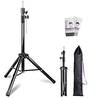 Adjustable Wig Head Stand Tripod Mannequin Metal Tripod Mannequin Head Stand Canvas Wig Head Stand mannequin holder For Making Wigs, Salons,Hairdressing,Cosmetologist