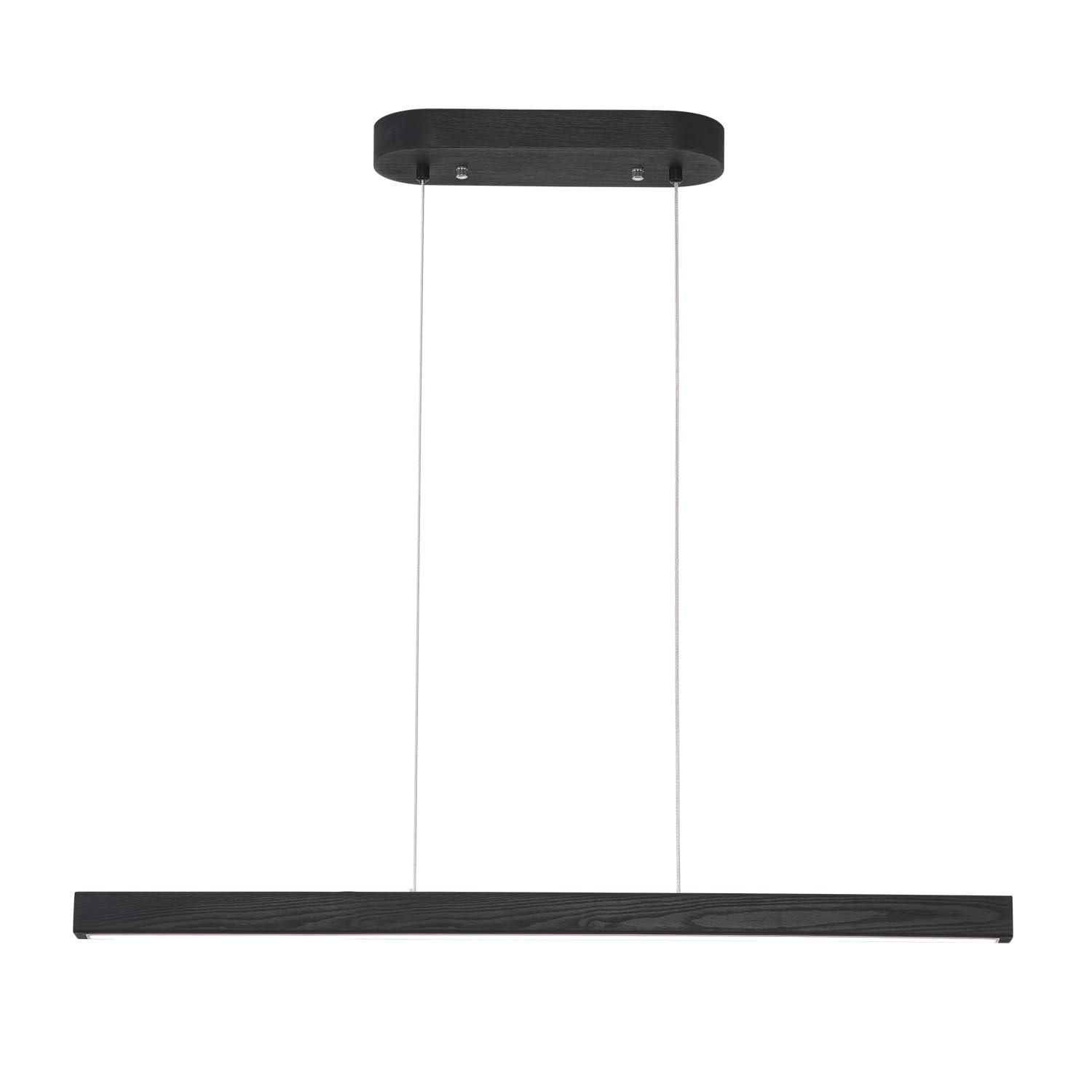 Photo 1 of Black Wood Linear Pendant Light – Dimmable LED Chandelier with Remote, Modern Minimalist Lighting for Kitchen Islands, Dining Rooms & Pool Tables (Energy-Efficient 19W)