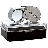 LuckyStone Mini Microscope Jewelers Eye Loupe Magnifier Magnifying Glass Powerful Doublet, Chrome Plated, Round Body Jewelry Loupe, 21 mm, Silver