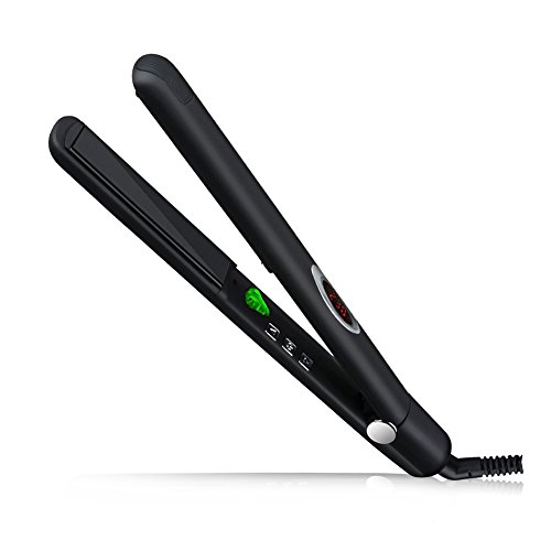 Hair Straightener,HUASHAN Infrared1 Inch Flat Iron with Fast Heat Technology and Ceramic Flexible Floating Plates LCD Display New Negative Ion Hair Straightening Iron Anti Static (Black)