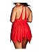Feelingirl Women Plus Size Halter Night Dress Red 4XL