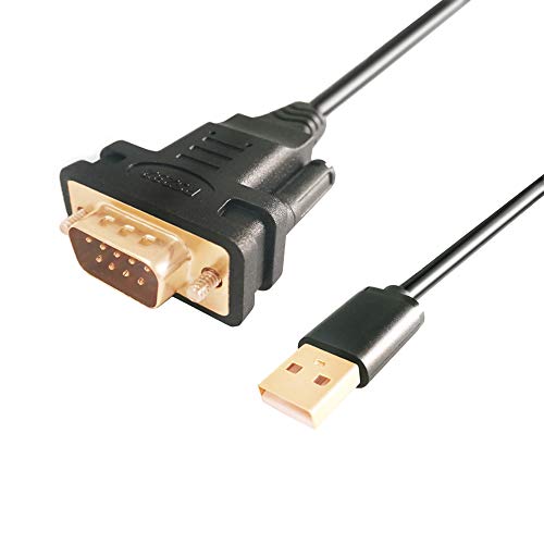 USB to Serial Adapter with FTDI Chipset,QCEs USB to RS232 DB9 Male Converter Serial Cable 6Ft Supports Windows 10, 8.1, 8,7, Vista, XP, 2000, Linux and Mac OS,Gold Plated Black