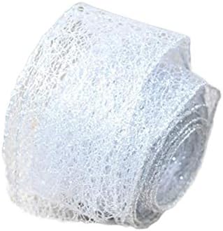 2pc Glitter Metallic Ribbon Sparkly Fabric Ribbon for Christmas Tree Gift Crafters Sewing Wedding Party Brithday Exhibition DIY Craft Wrap Card Making Bows Floral Projects (Silver)
