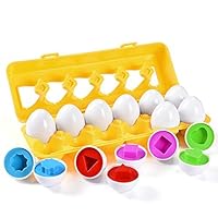 MAGIFIRE Matching Egg Toys for Toddlers 1 2 3 Year Old,12 Packs Learning Toys Color Shape Easter Eggs for Preschool Toddler Games Educational Color Recognition Skills Learning (Shape&Color)