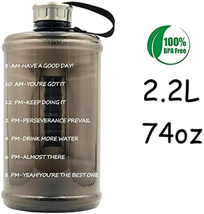 VLUNT HOME 2.2L/73OZ Large Water Bottle Big Capacity Leak Proof Anti-Fall Explosion-Proof Sports Jug with Handle, Half Gallon Huge Hydrate Drinking Container Fitness Travel Gym with Time Marker Times