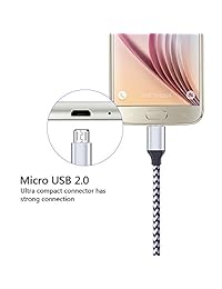 FiveBox - Cable de carga rápida y trenzado para teléfonos móviles Samsung Galaxy J3 J7 S6 S7 Edge, LG Stylo 2 3, LG G3 G4 K20 K30 Plus, Kindle Fire 7 8 10 (5 unidades), 6 patas