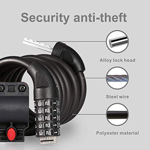 image for Blusmart Bike Lock 6-Feet Bike Cable Locks Bicycle Lock Basic Self Coi