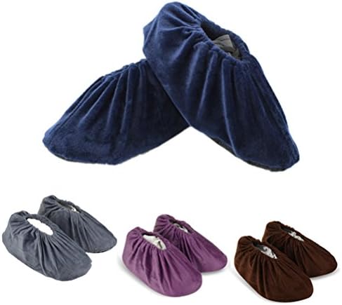 FUTISKY Non-Slip Shoe Covers for Household Indoor Thickened Washable Reusable Boot Covers 4 Pairs 4 Color (Flannel)