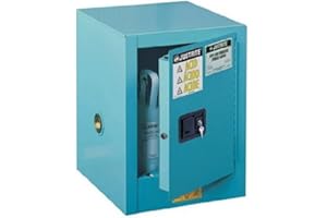 Justrite 890422 Sure-Grip EX Galvanized Steel 1 Door Self-Close Countertop Corrosives Safety Storage Cabinet, 4 Gallon Capacity, 17" Width x 22" Height x 17" Depth, 1 Adjustable Shelfs, Blue