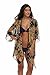 Floating Time Women's Floral Chiffon Kimono Cardigan Summer Beachwear Swimsuit Cover up (Black#11)