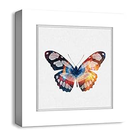 Canvas Wall Art Colorful Butterflies Photo Frame Style Painting Artwork for Home Prints Framed - 12x12 inches