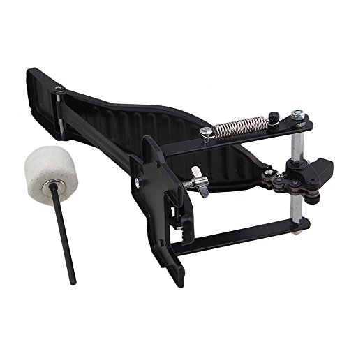 Yibuy Black Aluminum Rack Drum Pedal Set with Drum Beater Repair Kit