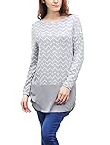 Allegra K Women Long Sleeves Ruched Sides Chevron Loose Tunic Top