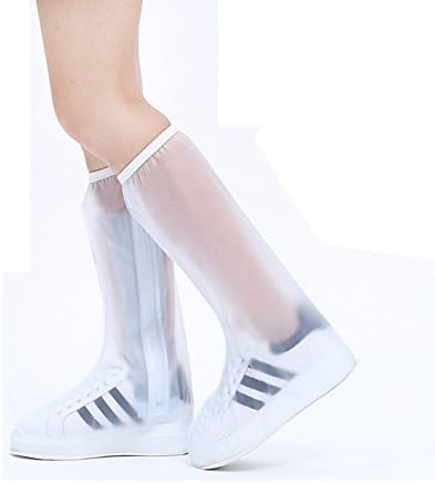 USONG Reusable Waterproof Protective Shoes Cover Outdoor Slip-resistant Rain Boots for Cycling, Camping, Fishing, Garden (L(sole length:28.5cm/11.22 inch), Transparent)