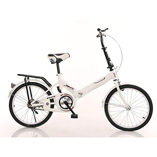 Minkui Casual Folding Bike for Men and Women Compact City Commuting Front clamp/Rear Brake Blue 20 inches-White