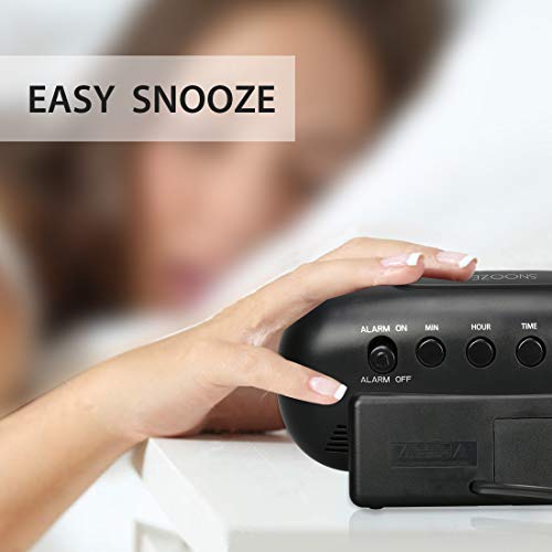 Bedrooms Alarm Clock with USB Charger - Dual Front USB Ports 6.5”Easy to Read Large LED Display with Dimmer Outlets Powered Bedside Clock for Home Hotel