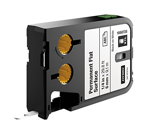Dymo Permanent Flat Surface Labels For Dymo Xtl Label Makers, Black On White, 1/4", 1 Roll (1868735)