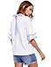 MakeMeChic Women's Layered Bell Sleeve Blouse Ruffle Short Sleeve Top White L