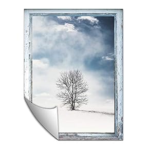 Wall Paper Small Wall Mural Snowscape Out of The Window Wall Art Removable Wall Decoration for Bedroom Living Room - 24x32 inches