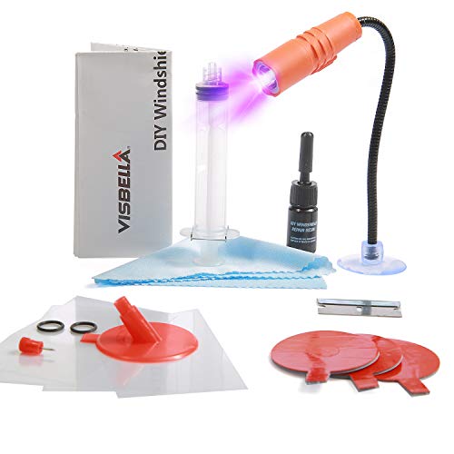 Raniaco DIY Windshield Repair Kit, with UV Curing Light, Quick Fix, Car Glass Repair Tool Set for Half-Moon Cracks or The Combination Cracks