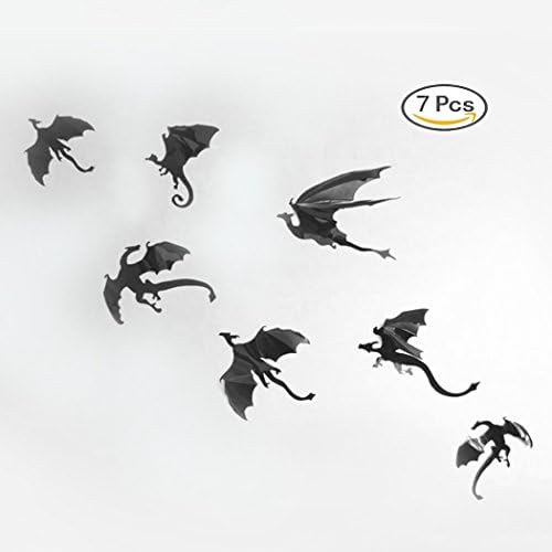 7 Pcs 3D Decorative Dinosaur Dragon Wall Decal Wall Sticker Halloween Decoration (7pcs, About 16cm)