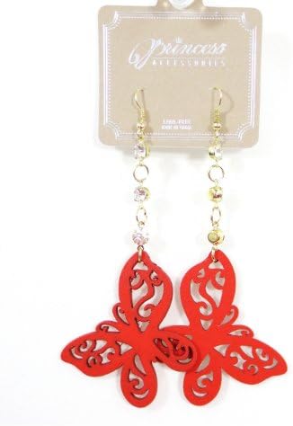 Buttefly Love Wooden Butterfly with Rhimestone Accent Earrings