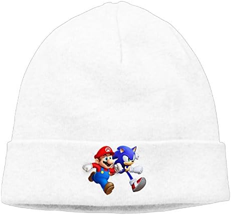 EWIED Men's&Women's Super Mario Patch Beanie TravellingWhite Hat For Autumn And Winter