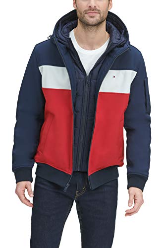 Tommy+Hilfiger+Men%27s+L+Soft+Shell+Hooded+Bomber+Jacket+Heather+Grey+ ...