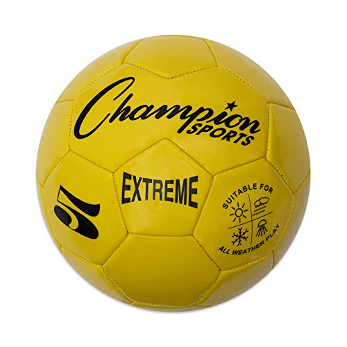 Extreme Series Soccer Ball, Regulation Size 5 - Collegiate, Professional, and League Standard Kick Balls - All Weather, Soft Touch, Maximum Air Retention - For Adults, Teenagers, Yellow