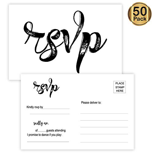 50 Blank RSVP Cards, RSVP Postcards, RSVP Reply, Response Return Card for Wedding, Rehearsal Dinner, Baby Shower, Bridal Shower, Birthday Party Invitation, No Envelopes Needed, Rustic Wedding Themed - Thumbnail 6