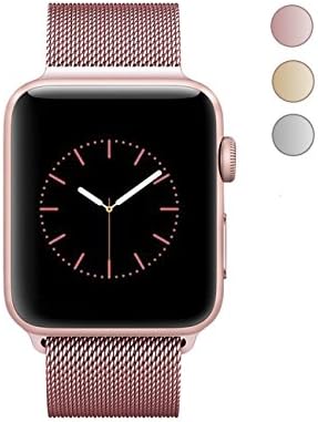 Classic 38mm Watch Band, Stainless Steel Mesh Milanese Loop Replacement Metal iwatch Band with Strong and Adjustable Magnetic Closure for Apple Watch Series 3 Series 2 Series1 , Rose Gold