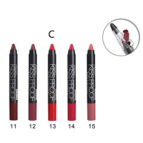 Sunward 5PCS Waterproof Long Lasting Lipstick Pen + 1PC Pencil Sharpener (C) - Thumbnail 2