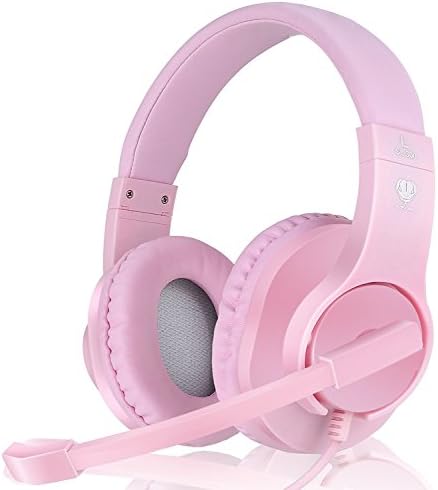 Headset Gaming for PS4 ,Xbox One Controller ,Wired Noise Isolation, Over-Ear Headphones with Mic ,Stereo Gamer Headphones 3.5mm, Earphone for Laptop, Mac, PC (Pink)