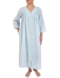 Seersucker Robe, Long Coverup With Soft Lightweight Fabric For Summer and Easy On Full Zipper Front
