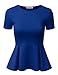 Doublju Stretchy Flare Peplum Blouse Tops for Women with Plus Size Royal X-Large