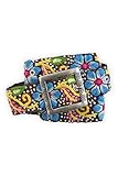 Tey-Art Flora Hand Embroidered Fair Trade Wool Belt (Brown)