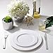 I00000 50Pcs White Plastic Dinner Plates 10.25 Inch, Premium Disposable Party Plates, Safe and Reusable, Heavy Duty Plastic Plates Perfect for Wedding & Party
