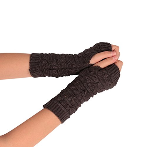 Charberry Fashion Arm Fingerless Winter Unisex Soft Warm Mitten Gloves (Dark Gray) - Thumbnail 4