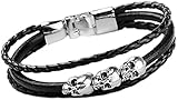 Golastartery Punk Alloy Skull Head Rope Leather Bracelets